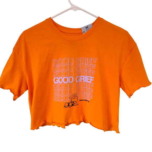 Peanuts X Lefties Good Grief Charlie Brown Cropped Tee Medium/ Large Orange NEW - Picture 1 of 3